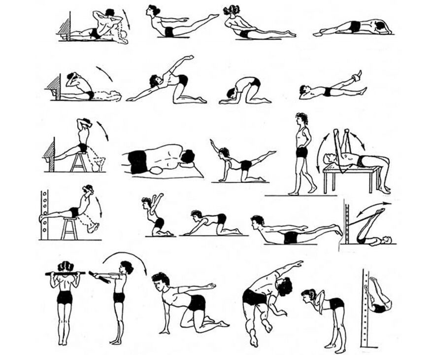 exercices thérapeutiques pour l'ostéochondrose